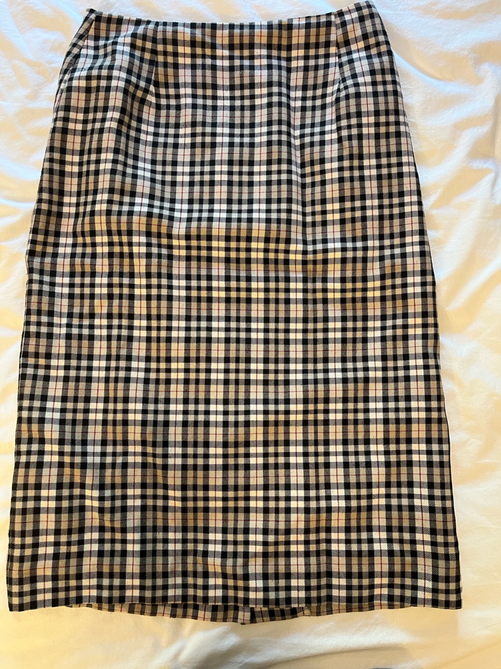 Classic Black and Cream Plaid Skirt